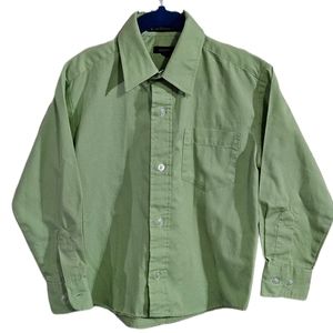 Claiborne Boys Green Long Sleeve Button Dress Shirt Size 6